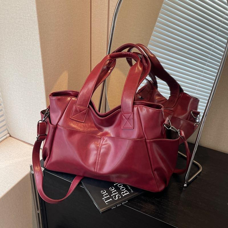 

Ретро сумка большой вместимости женская весенне-летняя новая простая сумка-мессенджер повседневная и легкая сумка-тоут для поездок на работу бордовый