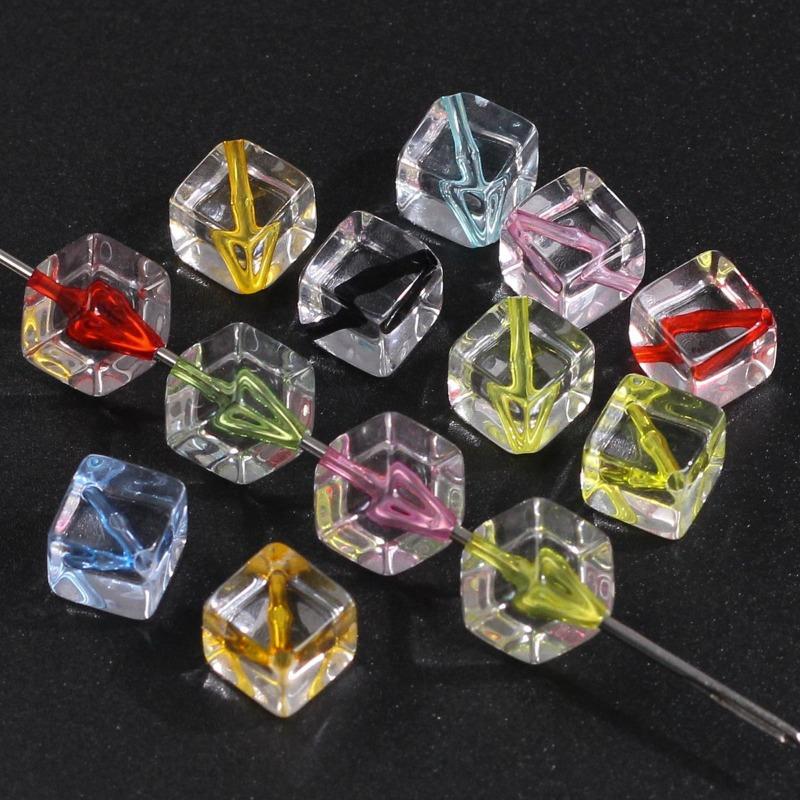 

Diagonal Holes Square Beads Jewelry Craft Beads Homemade Bracelets Necklaces Keychains Earrings 10pcs різнокольоровий