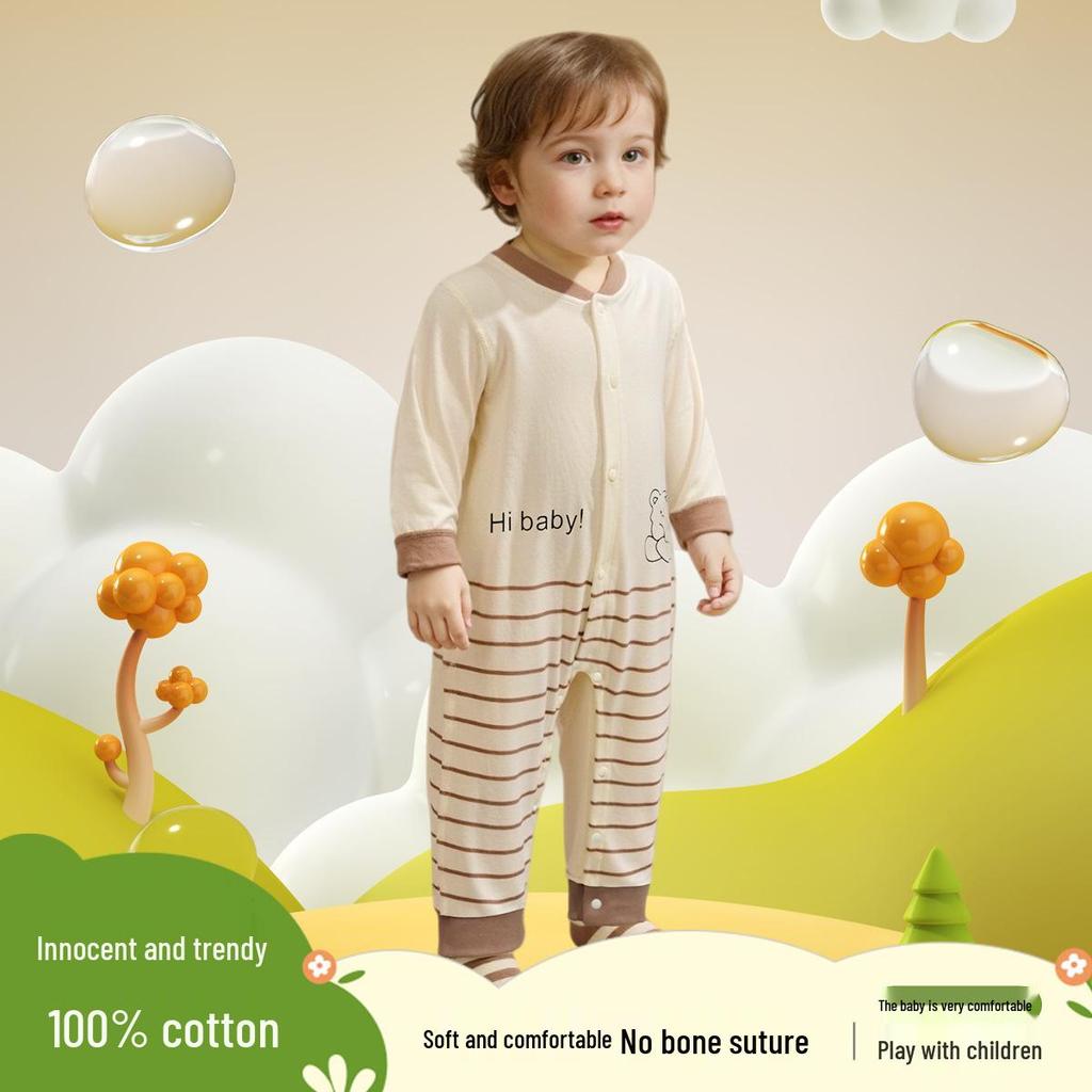 Tongtai Newborn Pure Cotton Baby Bodysuit - Spring/Autumn Jumpsuit Romper