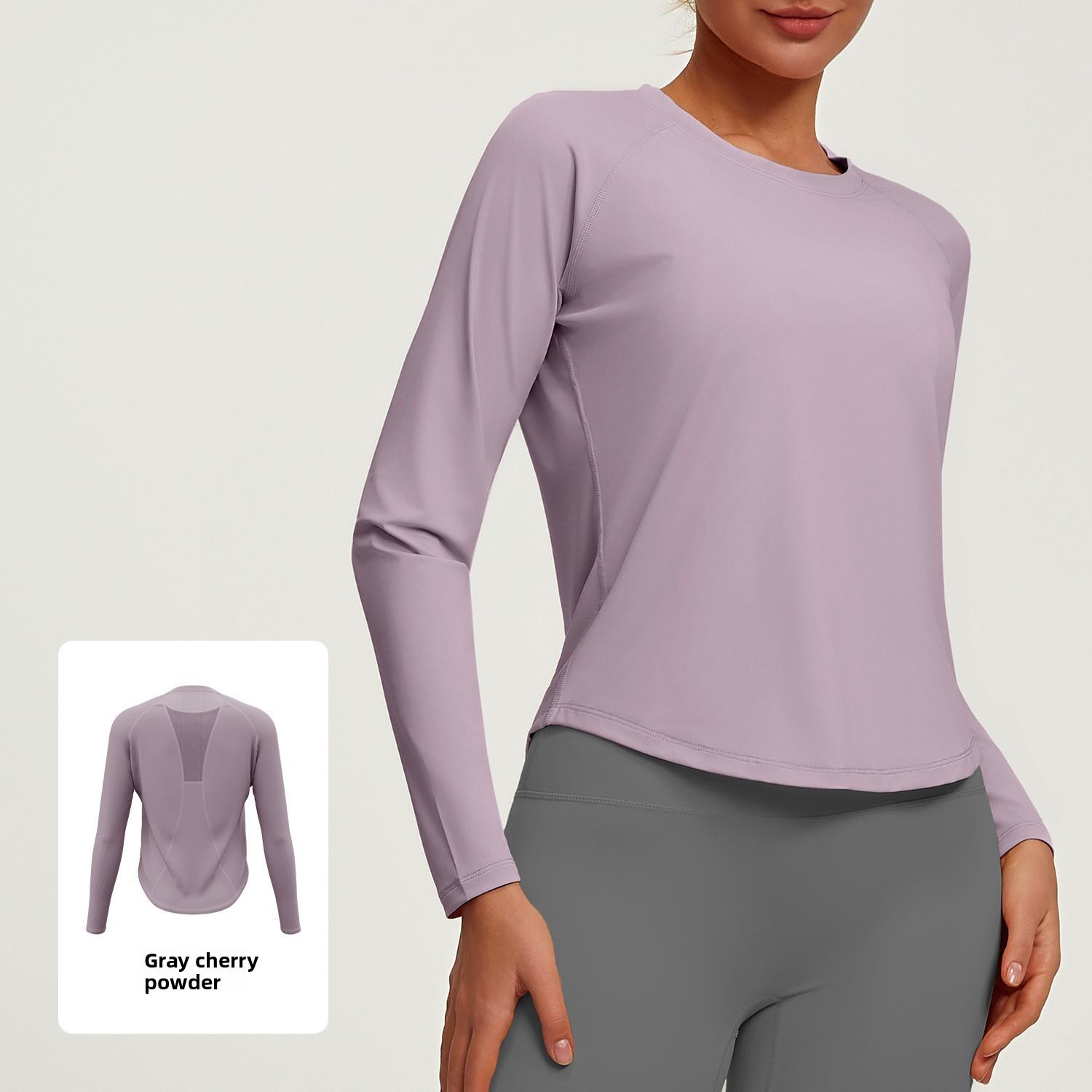 Spring Summer  Women s Yoga Top Loose Mesh Breathable Sports Long Sleeve T-shirt Basic Solid Color Top Riding Clothes S