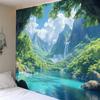 Tropical Jungle Wild Animal Backdrop Natural Green Forest Wall Hanging Tapestry Palm Trees Soaring Birds photography background2843