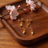 Gold Lotus Two-life Earrings, Lotus Tassel Earrings, Small Niche Design Earrings for Women, Exquisite Female Jewelry