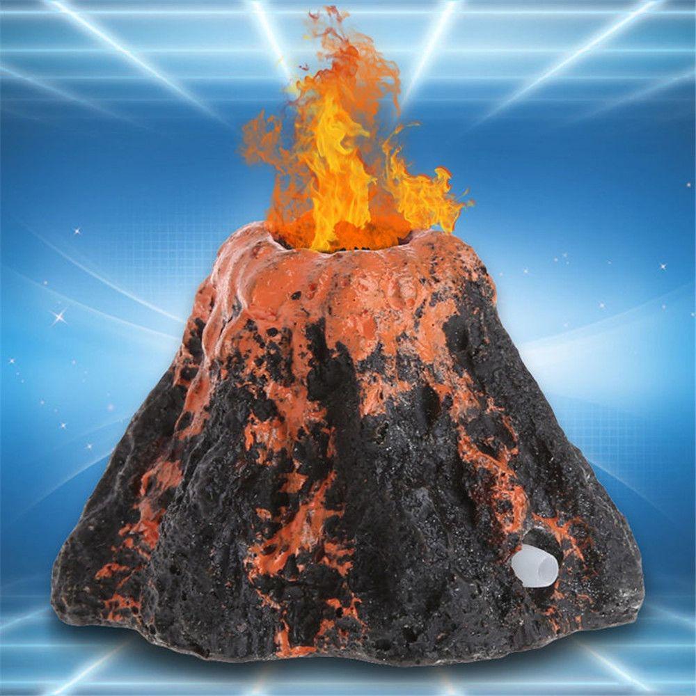 Hand-Painted Coral Stone Volcano Aquarium Ornament