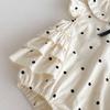 Toddler Baby Girl Bubble Romper Bow Dot Print Flying Sleeve Doll Collar Jumpsuit Cute Summer Spring Clothes