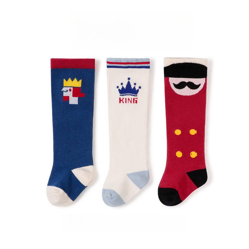 3 pary/partia Dziecięce podkolanówki Dzieci Dziewczynki Chłopcy Miękkie bawełniane długie skarpetki Śliczne hiszpańskie paski Jednolite skarpetki dziecięce dla 0-3 lat