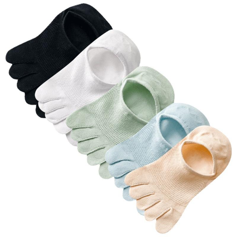 5 Paar Sommer Netz Zehensocken Damen Niedrig geschnittene Zehensocken mit getrennten Zehen Unsichtbare Slipper Socken Fünf Zehen