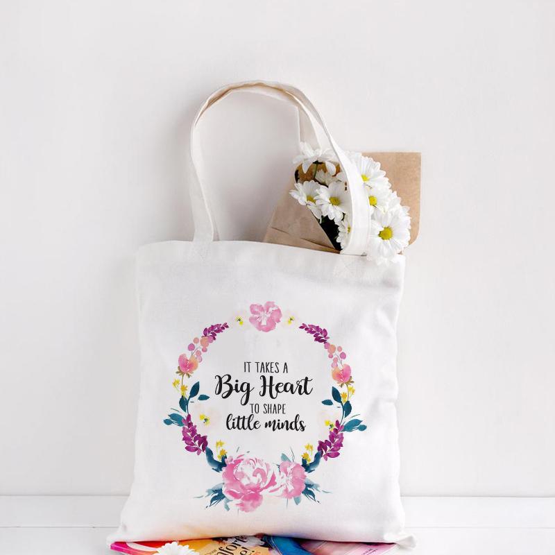 Det krävs ett stort hjärta för att forma Little Mind Canvas Shopping Bag Lärare Axelväskor Tote Bag
