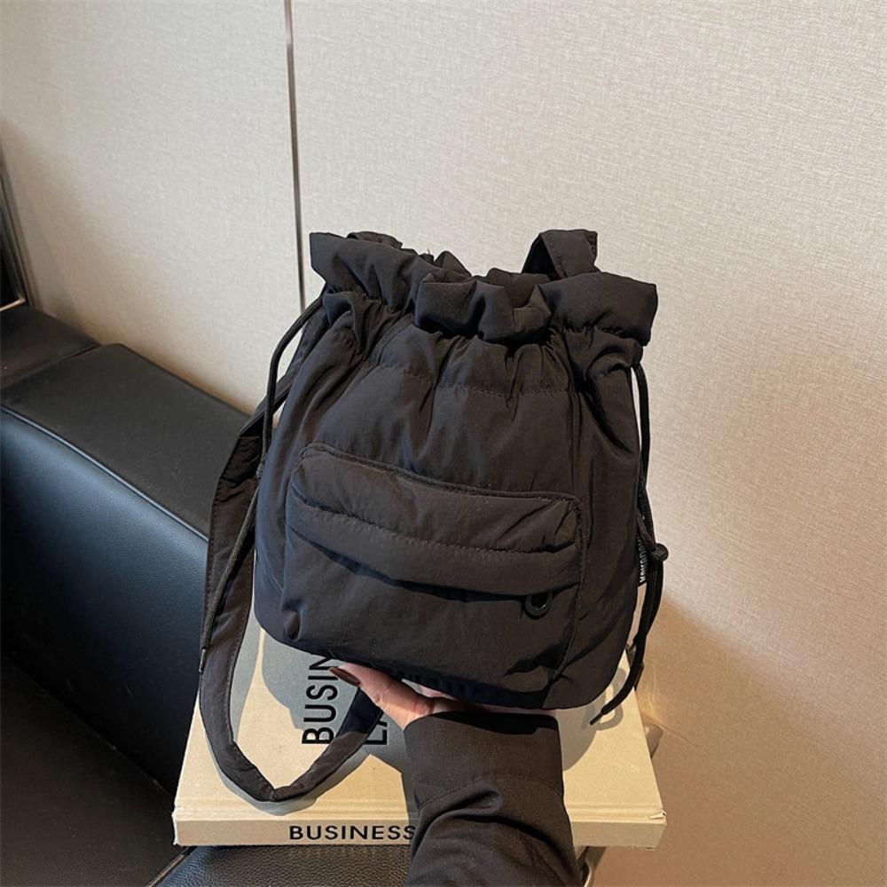 Simple Drawstring Bag Commute Nylon Handbag Portable Shoulder Bag  Outdoor