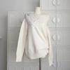 Stardust Shards Hot & Spicy Hot Dog One-Shoulder Diamond Mid-Neck Sweater