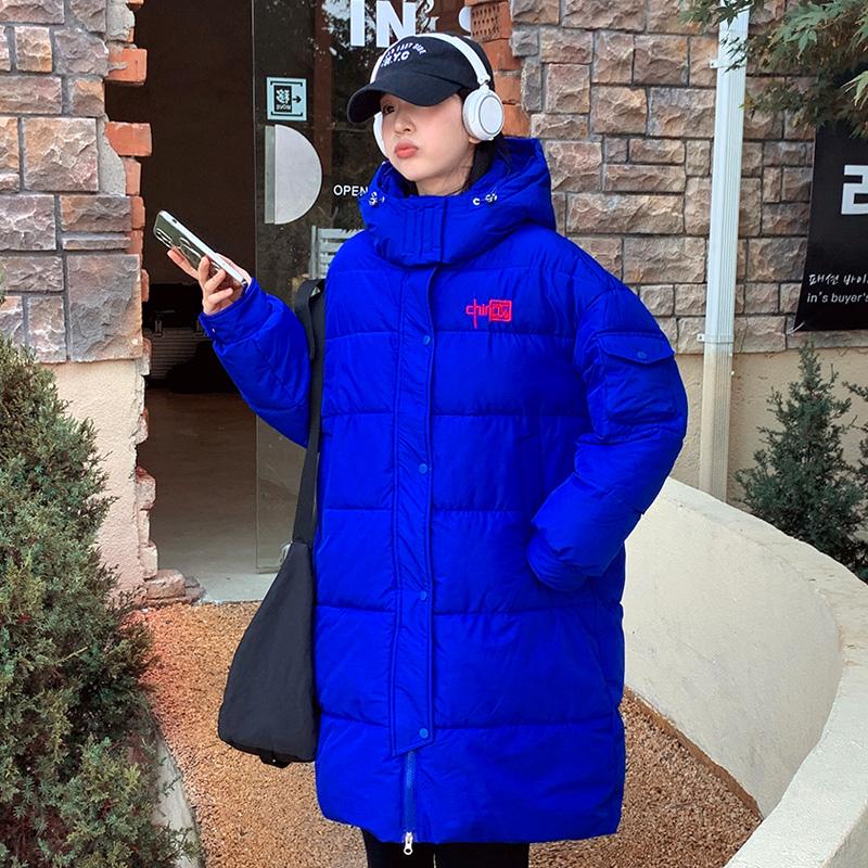 

Модная женская куртка с капюшоном из утолщенного хлопкового пуха с зимним теплом XXL синий