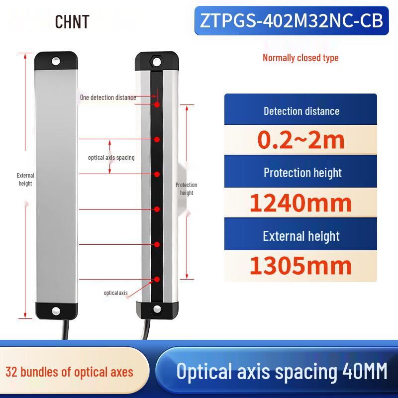 CHNT ZTPGS Ultra-Thin Safety Light Curtain Sensor 32 Beams