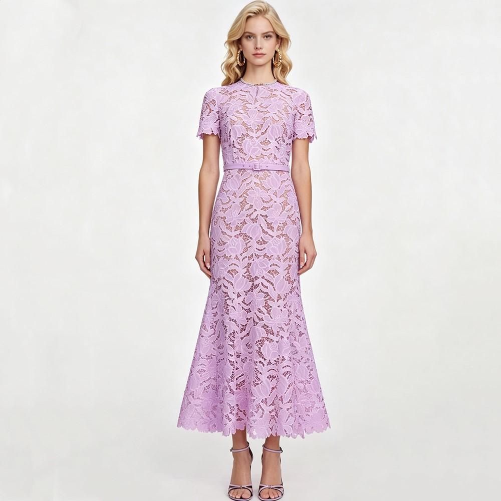 Korte mouw Plus size kant vintage bloemen nieuw in jurken voor vrouwen casual lange zomerjurk