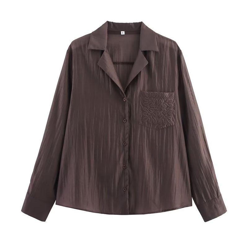 Za New Fall Women's Clothing 2025 Fashion Wind Fashion Minimalist Embroider Pocket Shirt 4786079 251
