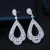 Geometric Full Micro Paved CZ Crystal 18k Gold Color Wedding Luxury Large Long Drop Earrings for Women Dancing Banquet Jewelry