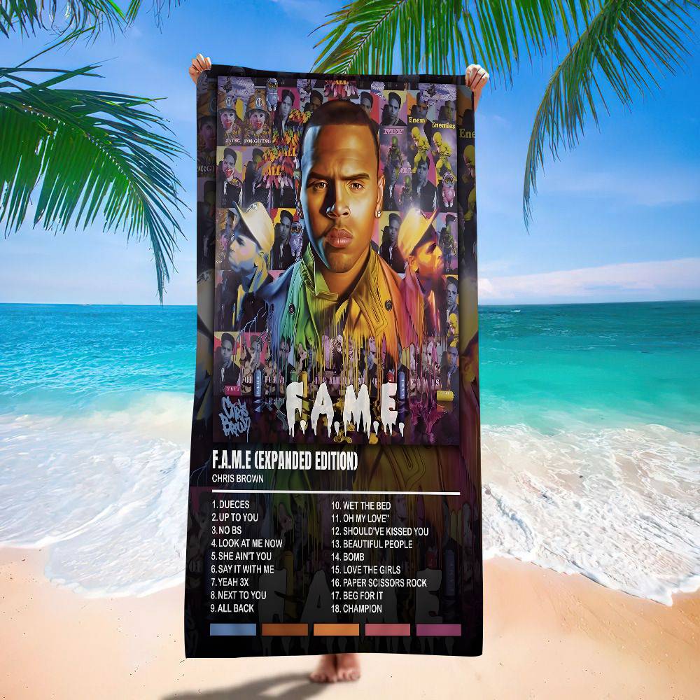 C-Chris B-Brown Rapper Classic Movie Big Microfiber Beach Towels Quick Dry Towel Sand Beach Towels Pool Towel for Travel Swim