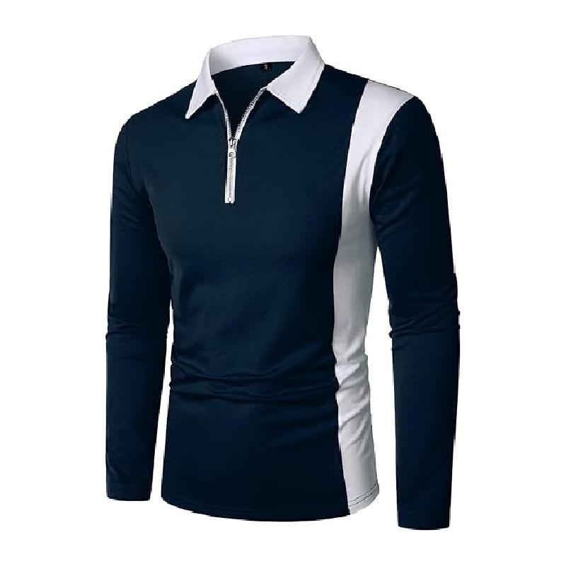 Color Blocked Pattern Digital Design Fashionable Men's Long Sleeved Polo Shirt Spring and Autumn Casual Daily Outdoor 100% Polyester Fiber