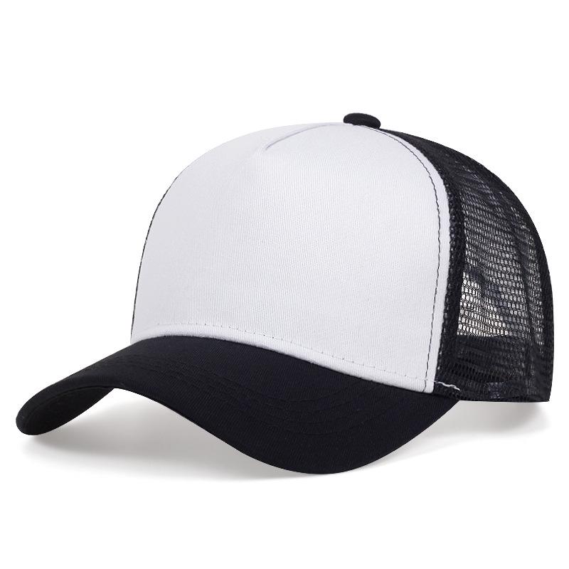 Solid Color Breathable Baseball Cap with Sun Protection Mesh - Five-Panel Trucker Hat