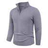 Men's Solid Color Long-sleeved Turtleneck Pullover Fashionable Semi-zipper Knit Top