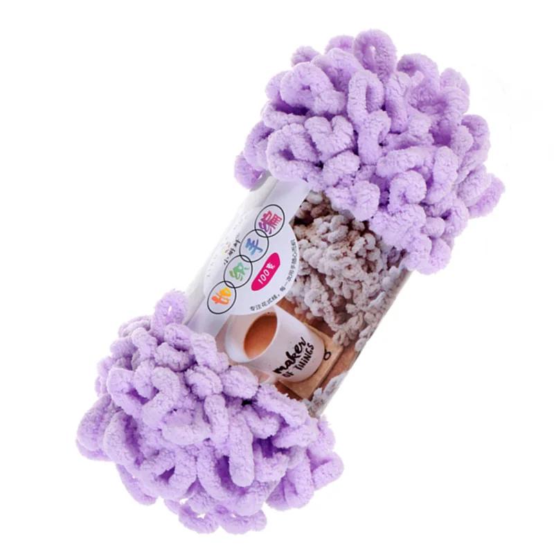5 Stück 100g/Rolle Flauschiges Fingerloop-Garn Ohne Nadeln Polyester Dickes Riesen-Chenille-Garn für Handgestrickte Decken Schals