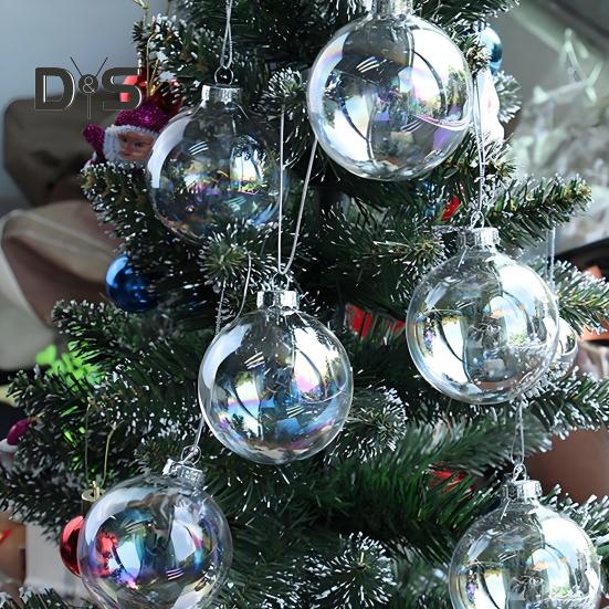 30 szt. opalizujących ozdób kulkowych przezroczystych bombek choinkowych plastikowych wiszących kulek bąbelkowych na imprezę choinkową do dekoracji wewnątrz/na zewnątrz