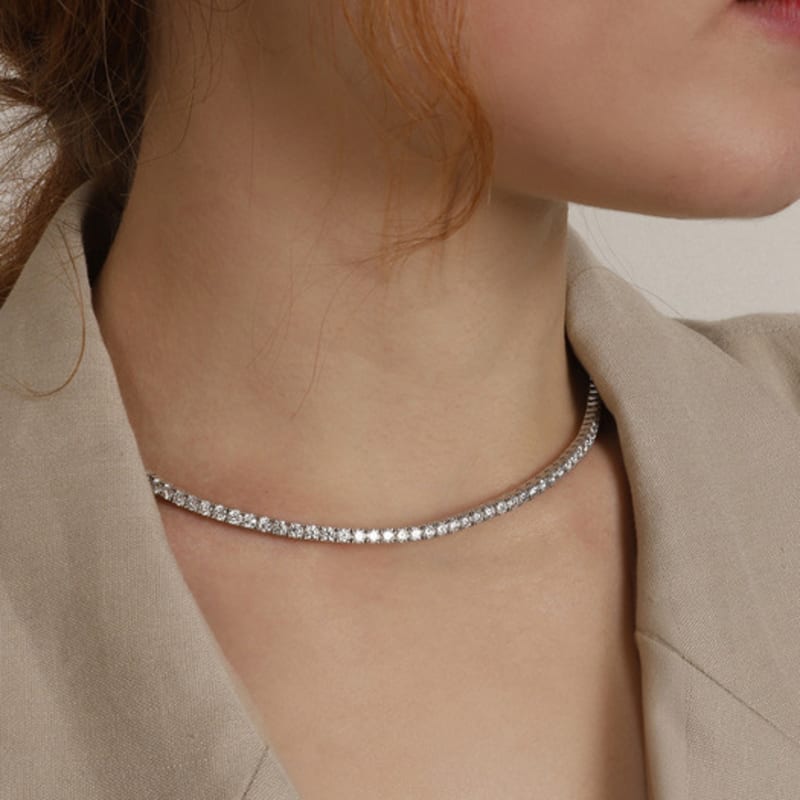 ozel [Custom Made] Silver925 2.5mm 3.0mm Moissanite Tennis Necklace PS098,99N