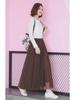 2025 High-Waist A-Line Mesh Skirt: Three-Layer Pleated Fairy Skirt for Spring & Autumn