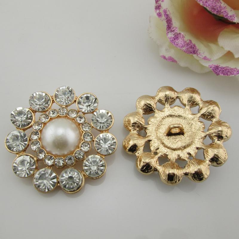 5pcs Large Ivory Pearl Rhinestone Buttons for Crafts Sewing Accessories Metal Buttons for Clothing