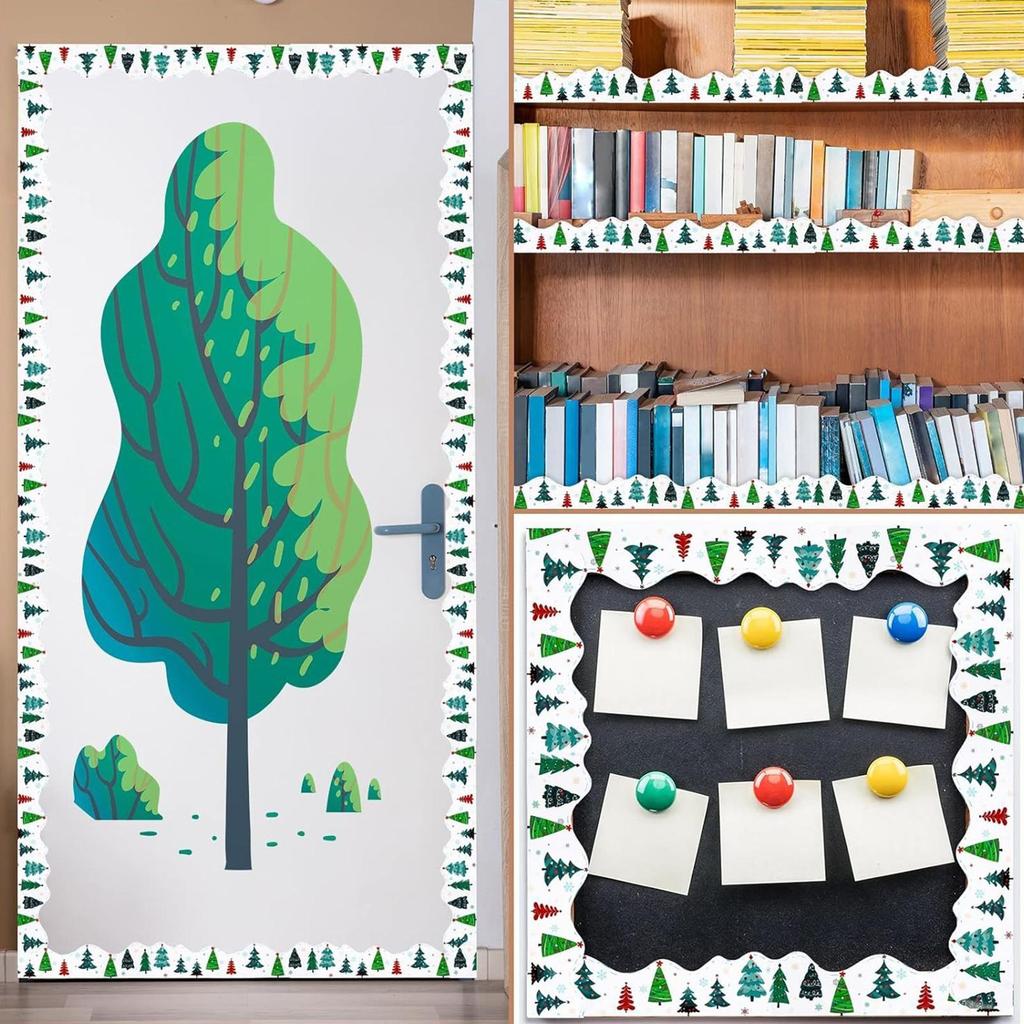 Christmas Tree Classroom Board Decorations 59 Feet Christmas Bulletin Board Border Home Decorations For Stairs Offices Window