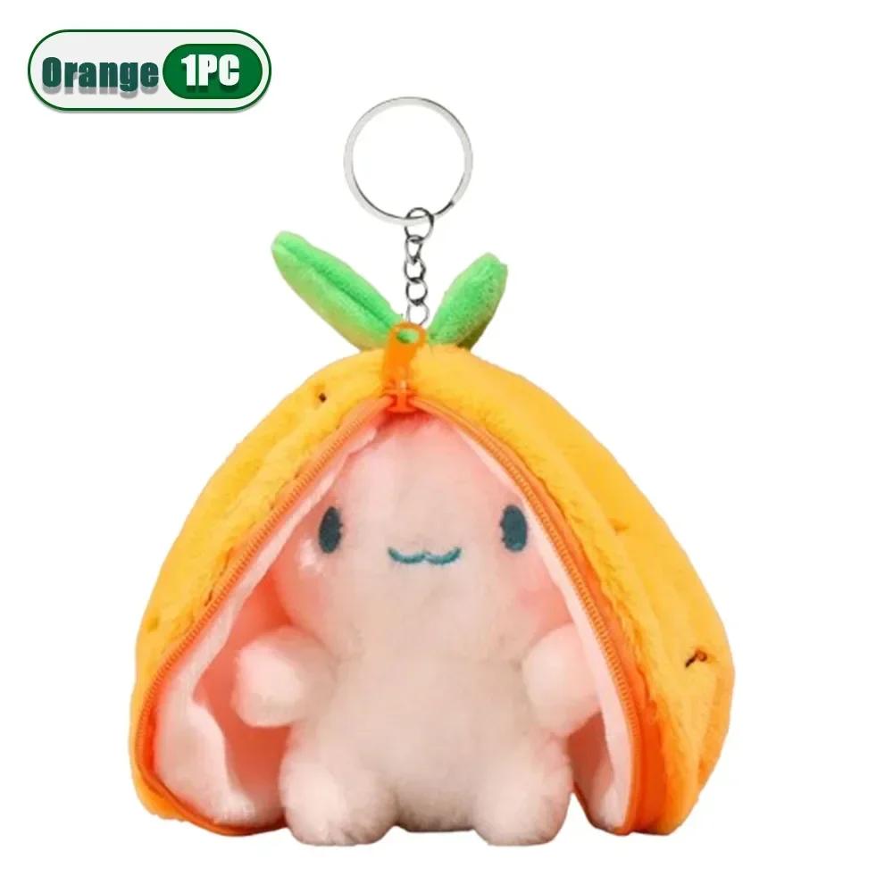 Creative Doll New Design Toys Cute Fruit Mini Bag Key Chains Light Pendant Soft Rabbit Car Plush Keychain Easter Gifts
