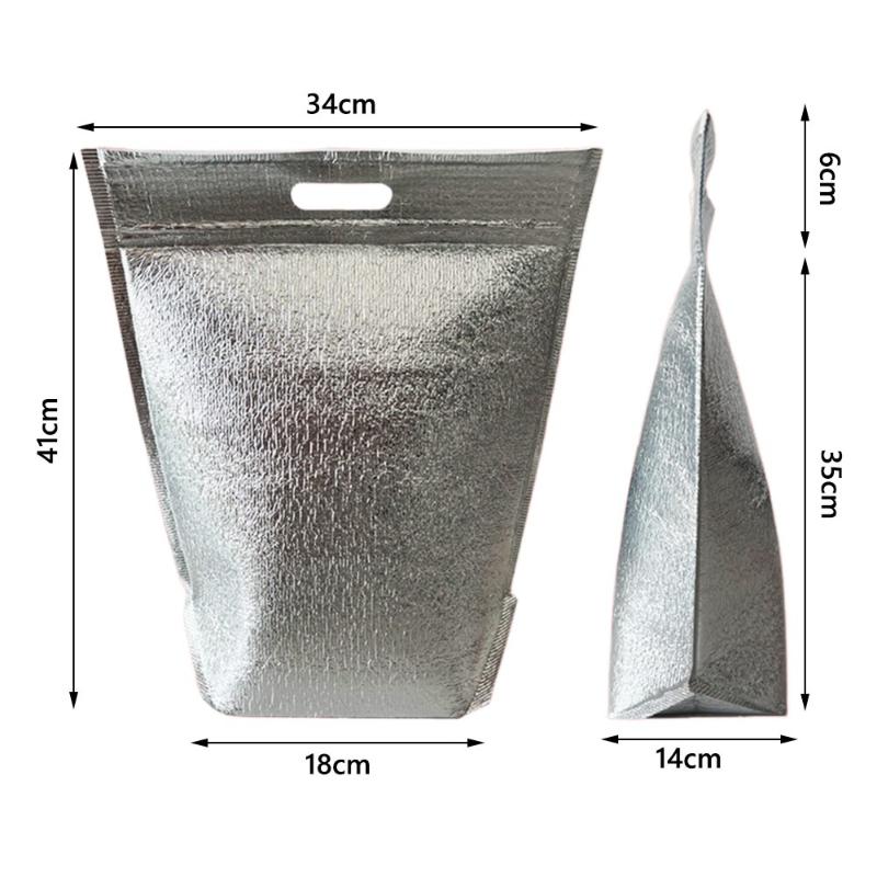 5Pcs Aluminum Foil Insulated Thermal Bags for School Lunch Takeout Camping Grocery Shopping Picnic