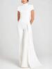 Elegant Women's High Neck Top & Flowy Pants Set – Solid Color, Trendy and Sculpting Design