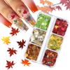 Metallic Maple Leaf Sequins Small 6 Grid Boxed Laser Color Leaves 2021 Fall Christmas Thanksgiving Nail Sequins 6 Grids