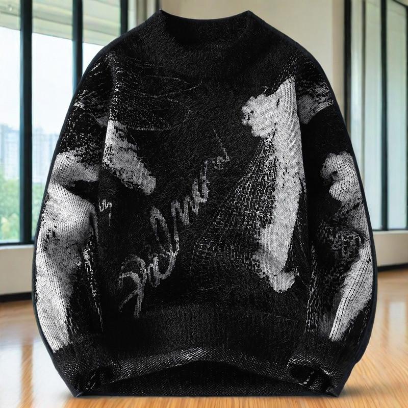 Men's Winter Faux Mink Sweater: Thick, Warm, Round-Neck Knit Base Layer for Fall and Winter