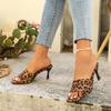 Women Summer New Luxury Brand High Heel Sandals Versatile Simple Slim Heel Slippers Brown Leopard Party Walking Sandals