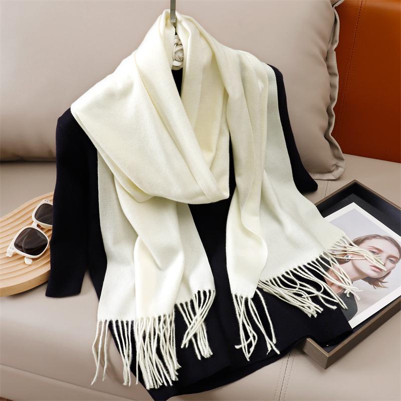 New Winer Warm Cashmere Scarf for Women Fashion Solid Thick Blanket Pashmina Shawl Wrap Female Bufanda Echarpe Foulard