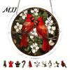 Decorative Garden Sun Catcher Christmas Acrylic Puzzle Suncatcher, Holiday Tree Snowman Stockings Red Bird Office Window Decoration Kit for