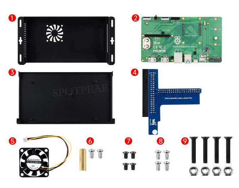 Raspberry Pi CM5 IO Expansion Board Case with Fan for Compute Module 5