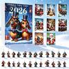 24 Tage Weihnachtskalender Dackel Adventskalender 2026, 2D Acryl Anhänger Thematischer Feiertagsdekorationskalender, Sammlerstücke Hundeornamente, Geschenke