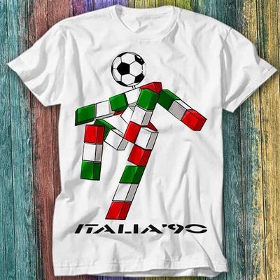 Włochy 90 Logo Mistrzostwa Świata Piłka Nożna Włochy 1990 Koszulka Top T-shirt 331