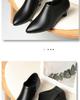 Women's Black Genuine Leather Fleece-Lined Work Shoes - Soft Sole, Wear-Resistant, Low Heel for Autumn/Winter
