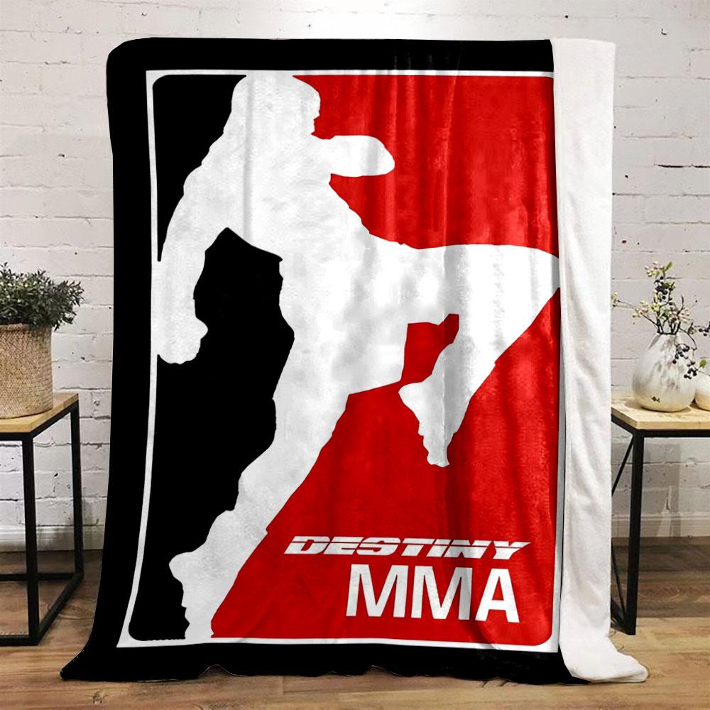 White martial artist silhouette with red and black background. for all seasons blanket lunch break throw gift