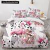 Flamingo Duvet Cover King Queen 3D Pink Animal Bedding Set For Kids Teens Adults Watercolor Style Quilt Cover With Pillowcase