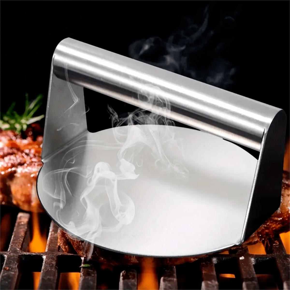 1 Creative Stainless Steel Round Hamburger Press, Meat Press, Steak Meat Press, Cooking Tools, Outdoor Camping, Picnic, Hiking, S