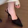 New Women Pleated Pointed Toe Slip On Thin Heels Modern Sandal 2025 Shoes Female Women's High Heels Plus Size Dress Pumps