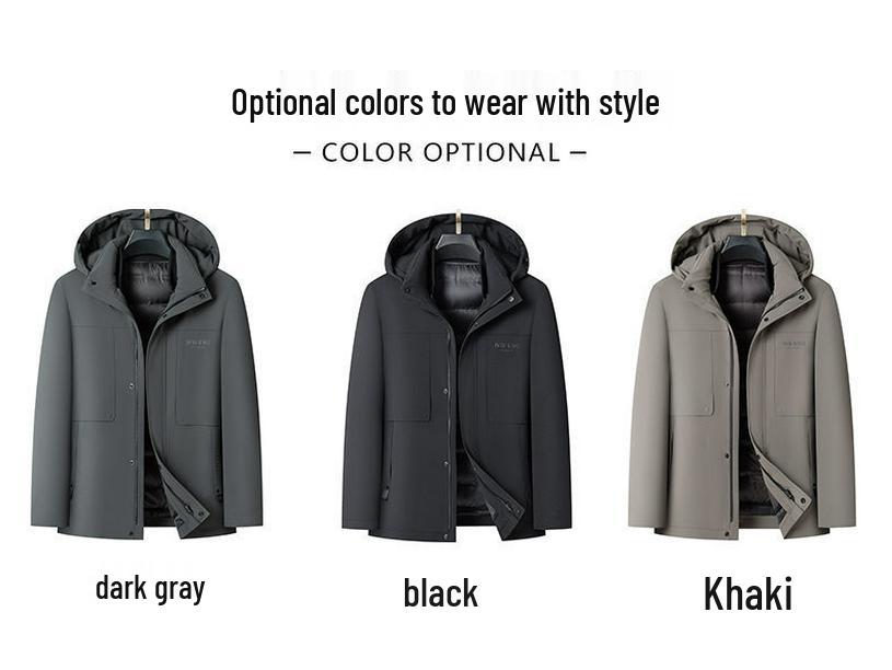 Men's 2025 Winter Removable Liner Down Jacket: Thick Warm White Duck Down Business Casual Coat