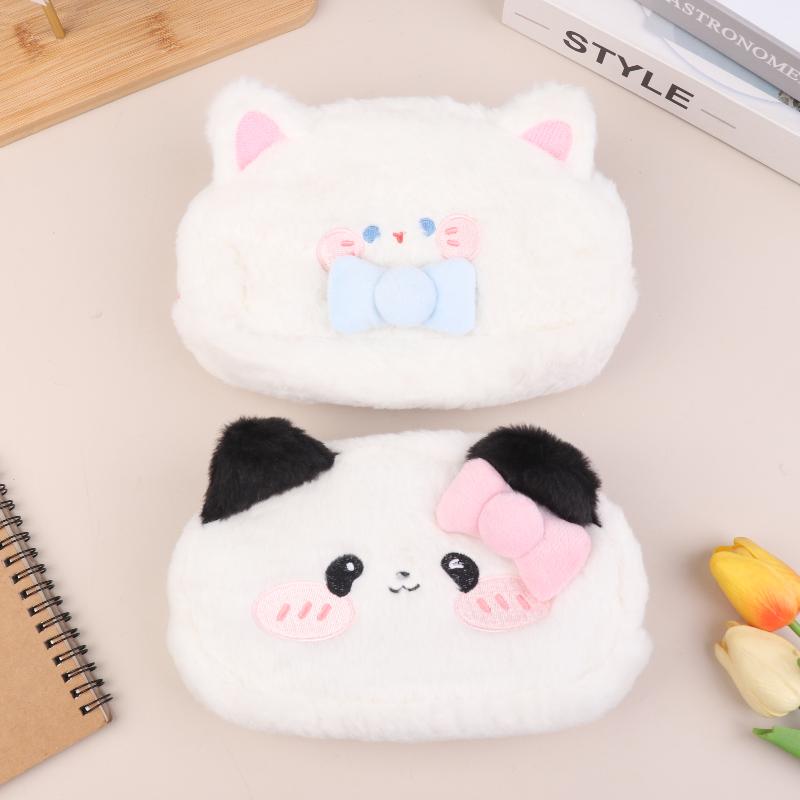 Large Capacity Stationery Storage Bag Cartoon Animal Plush Pencil Case Lovely Plush Cosmetic Bag Christmas Birthday Gifts