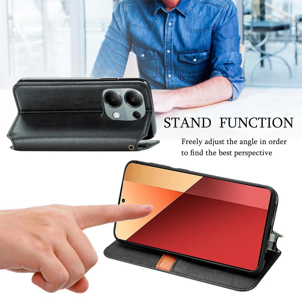 For Xiaomi Redmi Note 13 Pro 4G/Poco M6 Pro 4G PU Leather Case Rhombus Imprint Wallet Stand Phone Cover