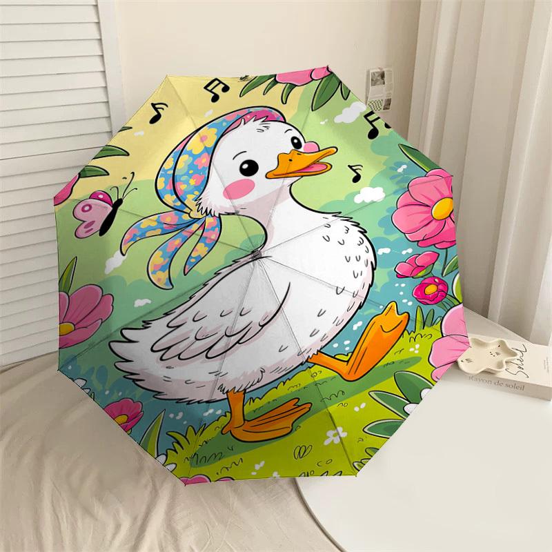 

1PC duckling, flowers Automatic Open/Close Umbrella with Windproof, 8-Rib Sturdy Canopy, Durable Ribs, Fashionable Design, Outdoor Accessory, Fun Prin