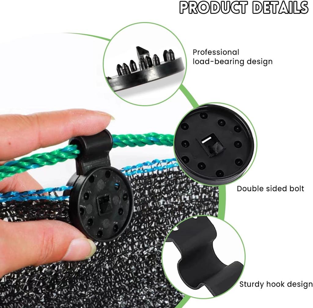 40/60 PCS Black Round Shade Cloth Clips Heavy Duty Plastic Fasteners for Sunshade Net Bird Netting Fabric Connectors