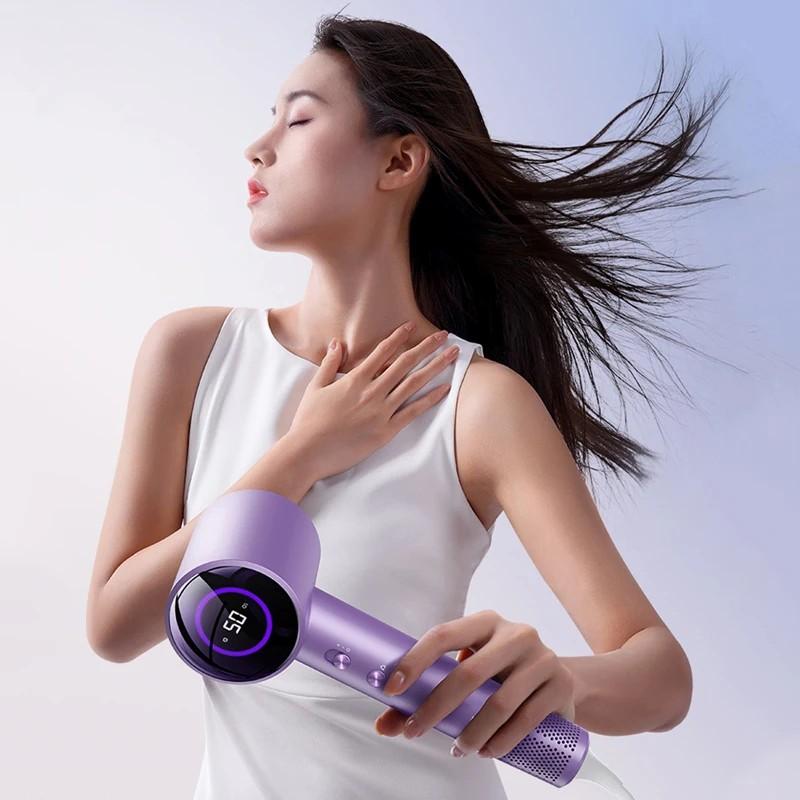 Hairdryer New High Speed Hair Anion High Speed Hair Dryer Hair LED Display Hair Dryer with Nozzle 110V 220V 1600W High Power